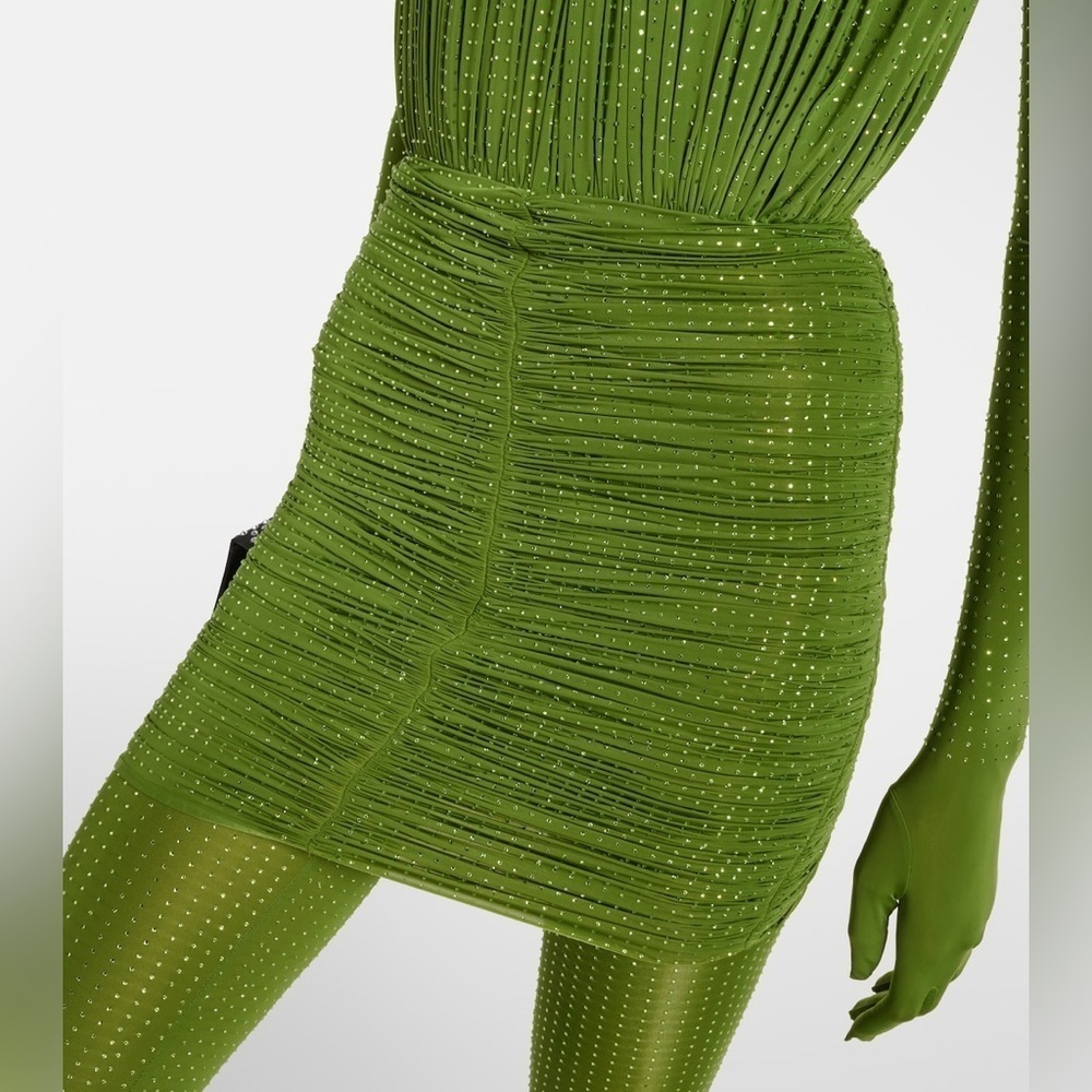 Alex Perry Embellished Ruched Jersey Mini Dress - Picture 3 of 6